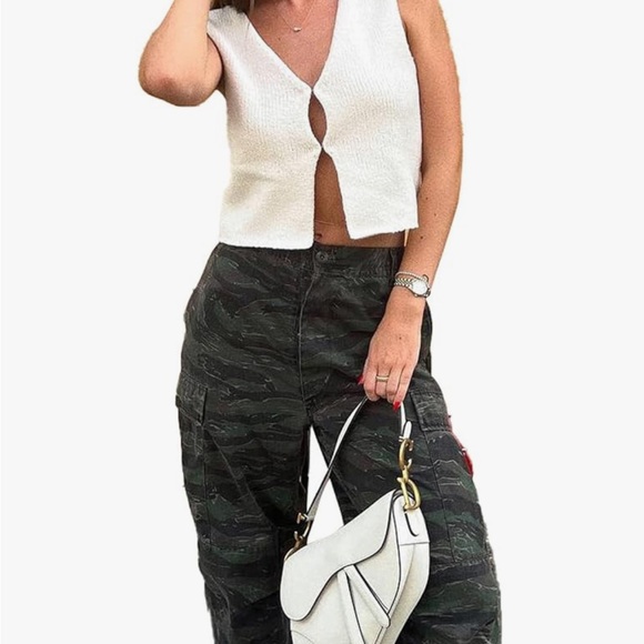 Crochet Knit Vest Sleeveless Hollow Out Crop Tops Vintage Casual V-Neck - Picture 5 of 6